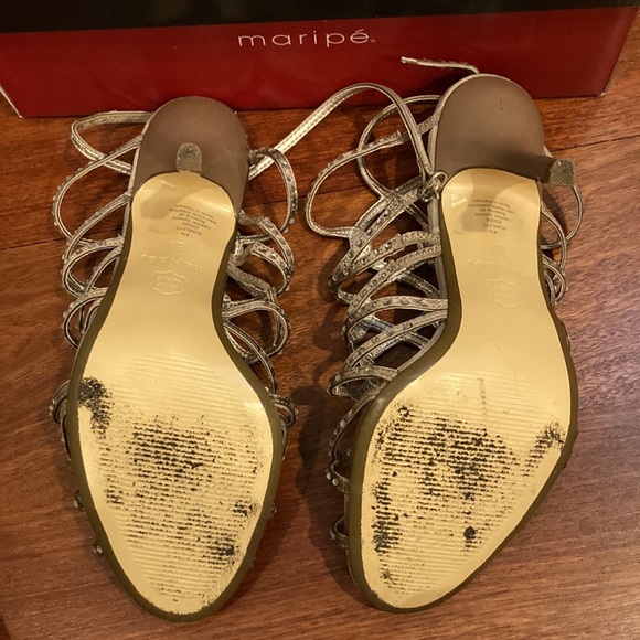 Gold and rhinestone strappy Heels with Modern Geometric Design SCARLETT - Picture 4 of 6